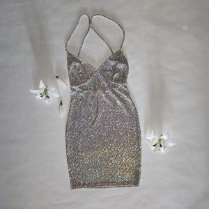 Shine On Party Mini Dress - Blush